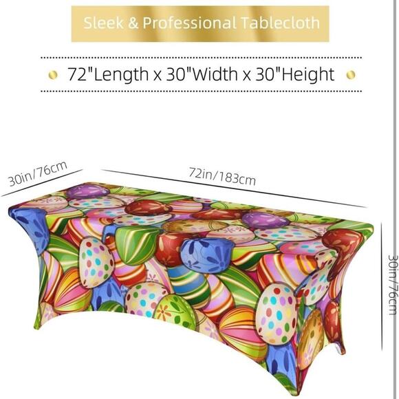 Fitted Rectangular Tablecloth StretchSpandex Table Cover Color Easter Eggs 6FT - Picture 6 of 6